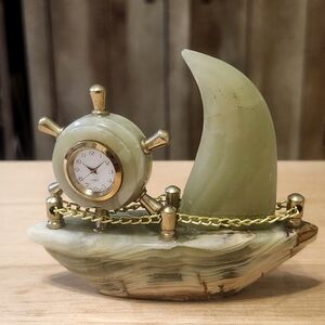 Vintage Natural Onyx Marble Curved Boat size  5"